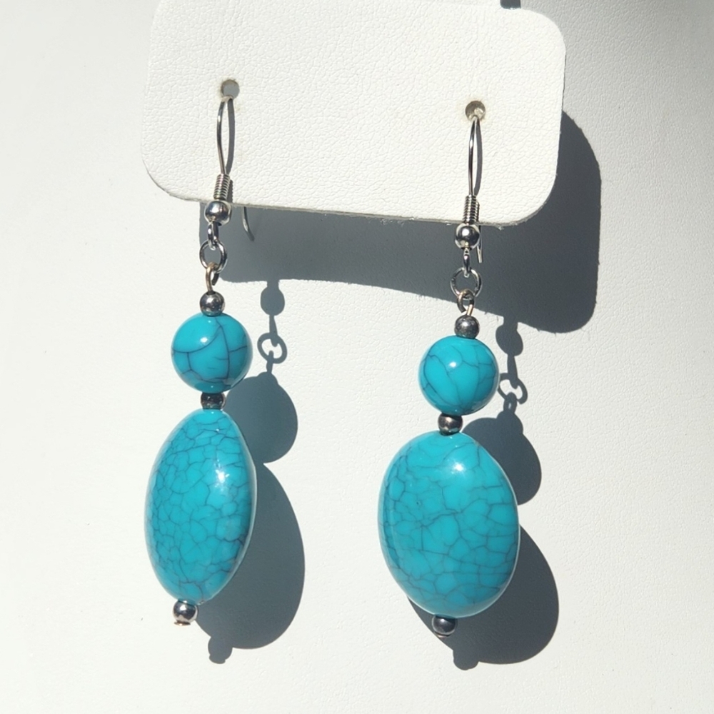 Turquoise Beaded Dangle Earrings